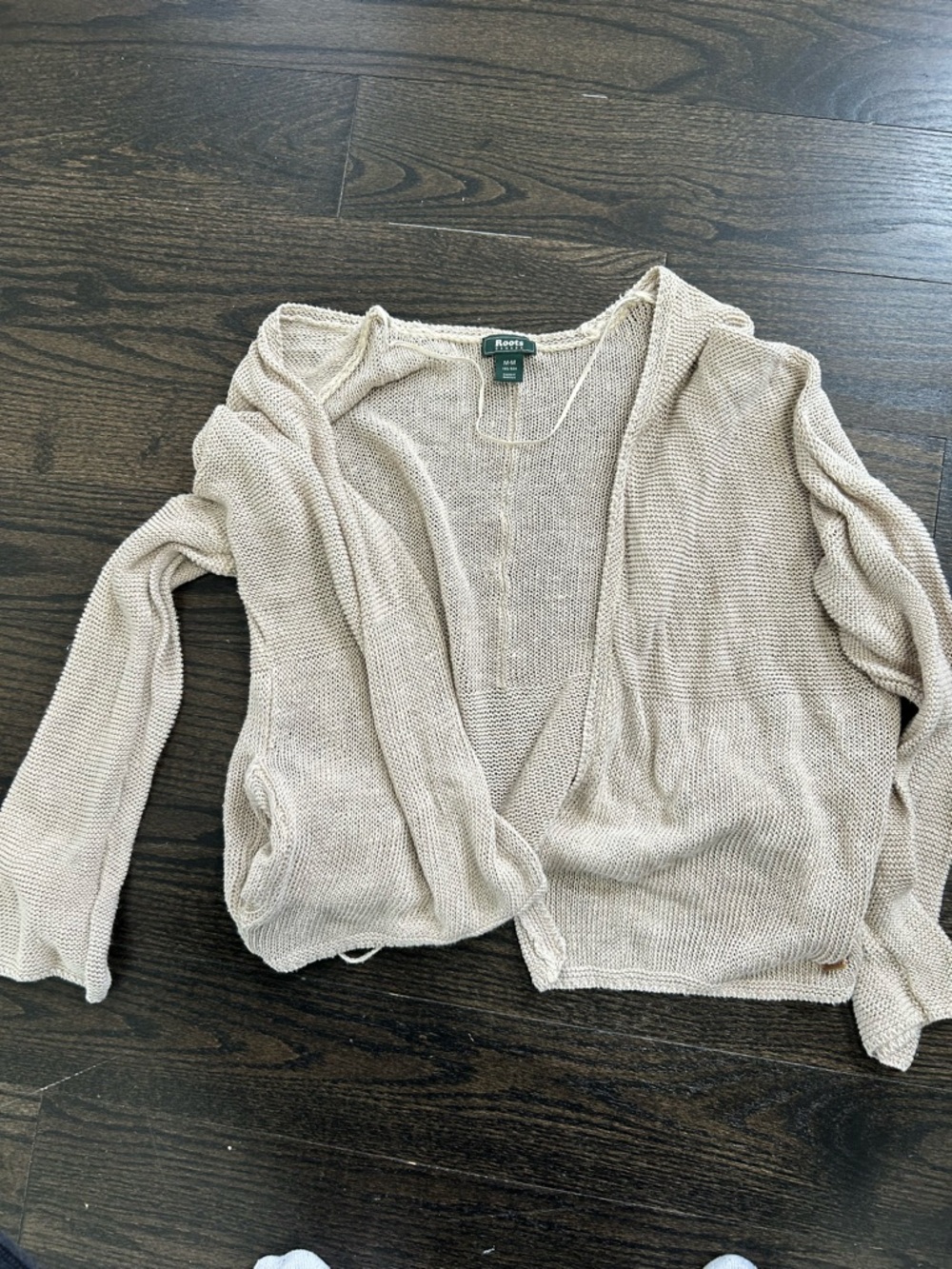 Aventura Beige Open-Front Lightweight Knit Cardigan